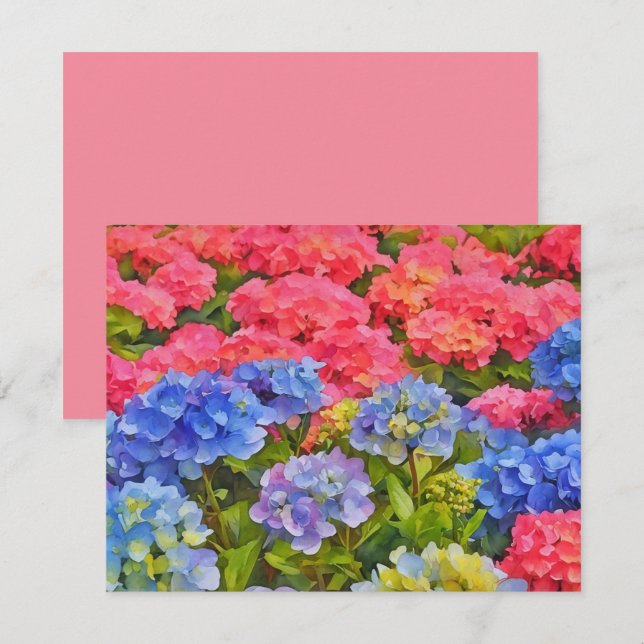 Juego de Tarjetas de Notas de Flores de Hortensias (Anverso / Reverso)