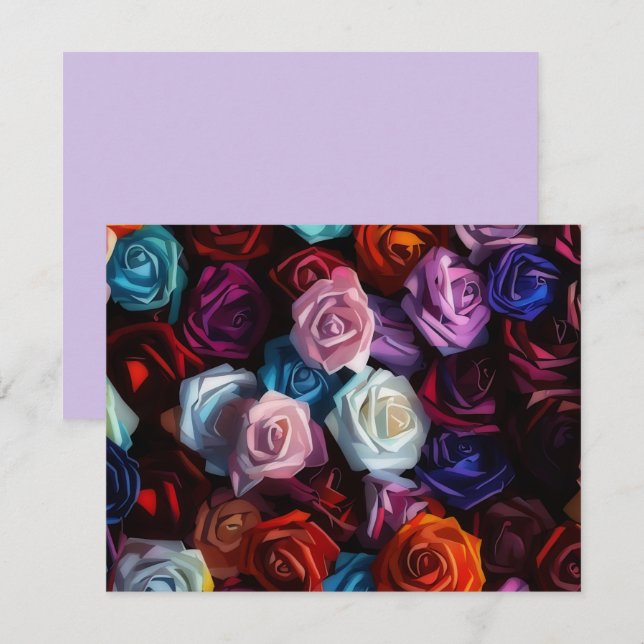 Juego de Tarjetas de Notas de Rosas de Arte de Ros (Anverso / Reverso)