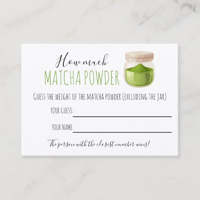 Juego de Tarjetas de Tema de Matcha para Fiesta (Anverso)