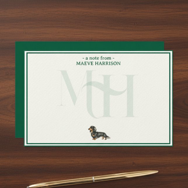 Juego de tarjetas monográficas de Dachshund person (Gift custom stationery to the dog lover in your life! )