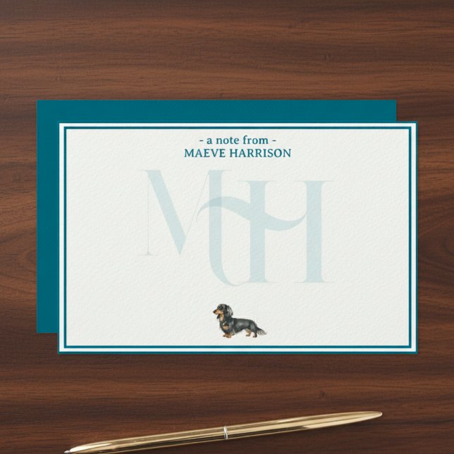 Juego de tarjetas monográficas de Dachshund person (Gift custom stationery to the dog lover in your life! )