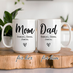 Juego de tazas personalizadas para mamá y papá