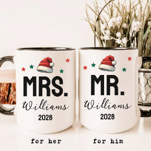 Juego de tazas Sr. y Sra. Navidad, Regalo de Parej
