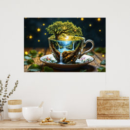 Juego de té surrealista cascada cocina decoración