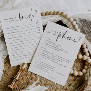 Juego de teléfono de ducha de novia y tarjeta de n