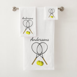 Juego de toalla de baño blanca de dobles de tenis 