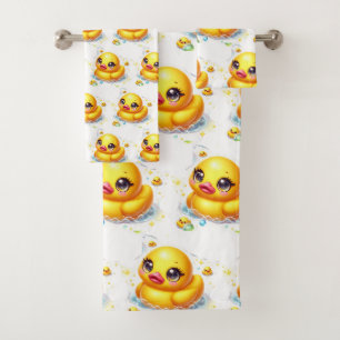 Juego de toalla de baño de pato de goma para bebés