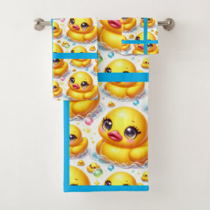 Juego de toalla de baño de pato de goma para bebés
