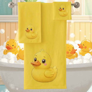 Juego de toalla de baño de pato de goma para bebés