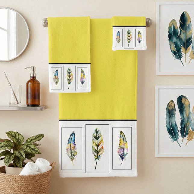 Juego de toalla de baño de tres plumas (Subido por el creador)