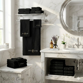 Juego de toalla de baño negra personalizada elegan
