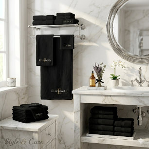 Juego de toalla de baño negra personalizada elegan