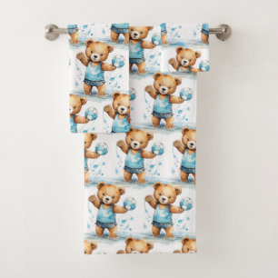 Juego de toalla de baño para niño   Osos de peluch