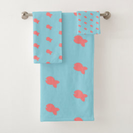Juego de toalla de baño para niños azul claro Fish