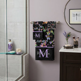 Juego de toalla de baño personalizada de libélulas
