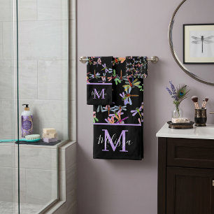 Juego de toalla de baño personalizada de libélulas