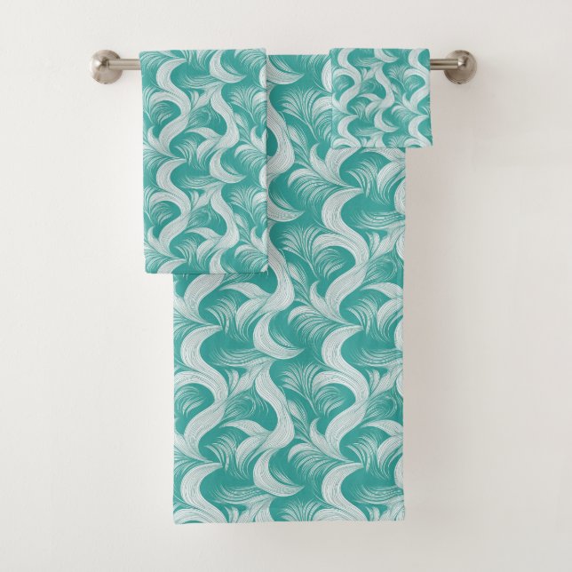 Juego de toallas abstractas Elegant Aqua (In situ)