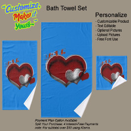 Juego de toallas azul para el corazón