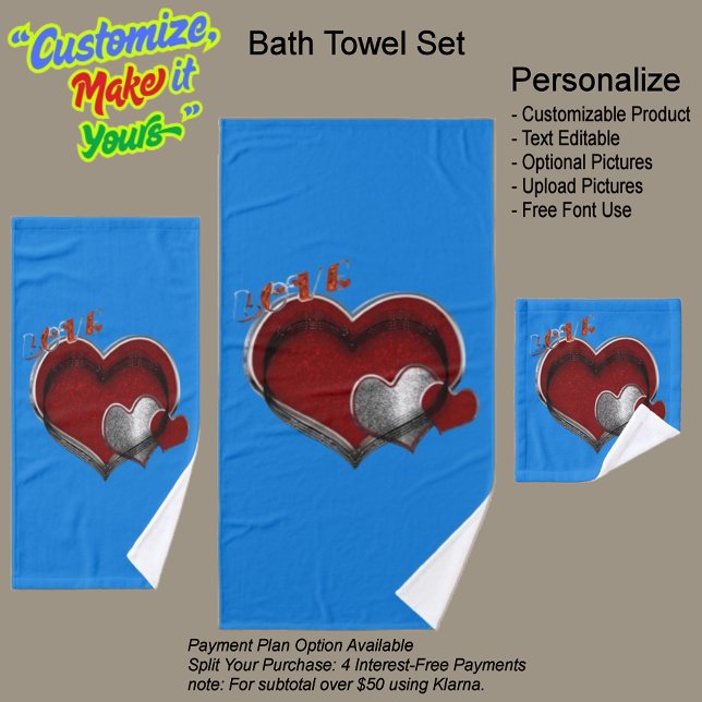 Juego de toallas azul para el corazón (Heart Magic Bathroom Towel Set Featuring a Blue Background.)