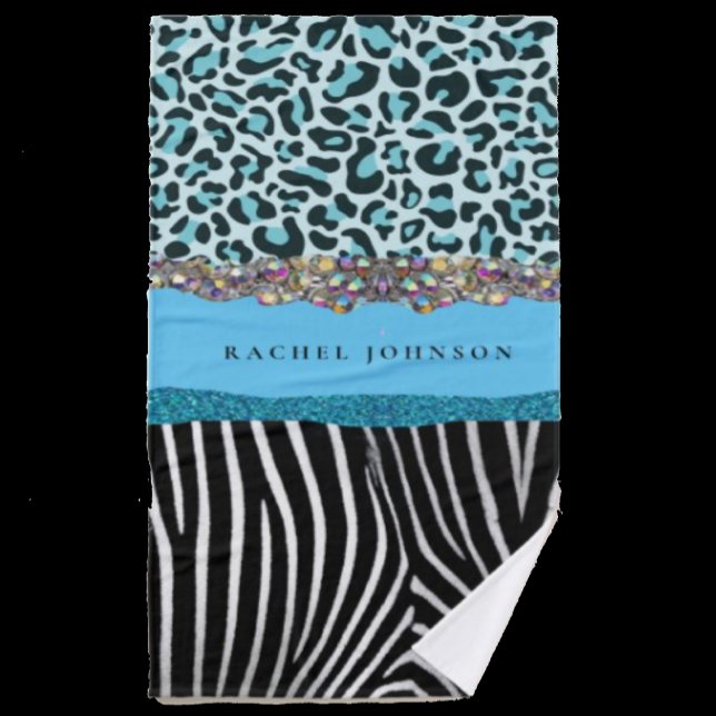 Juego de toallas azul turquesa y negro con brillo  (Subido por el creador)