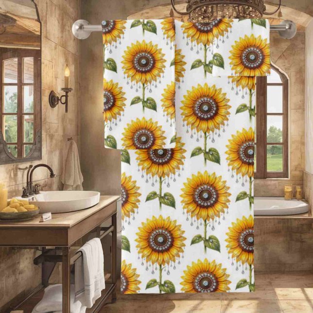 Juego de toallas Boho Sunflowers y Diamonds (Subido por el creador)