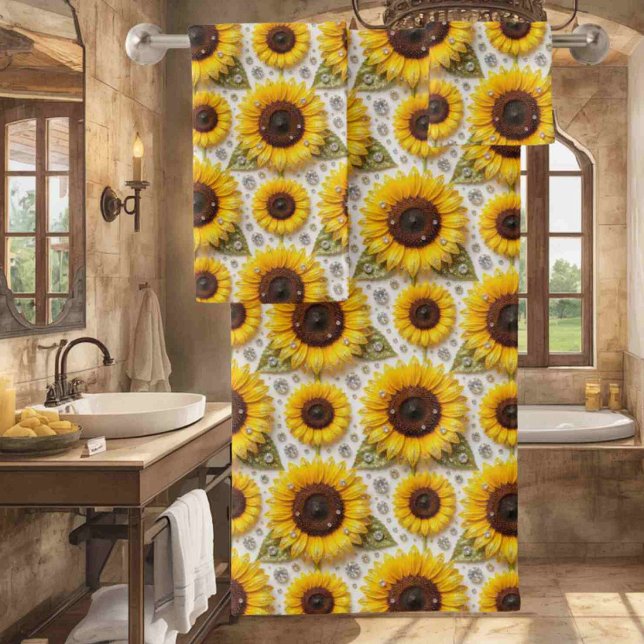 Juego de toallas Boho Sunflowers y Diamonds (Subido por el creador)