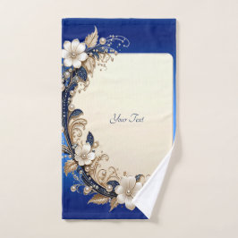 Juego de toallas con adorno floral blanco azul