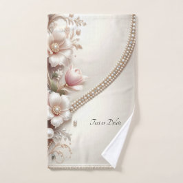 Juego de toallas con adornos florales y perlas