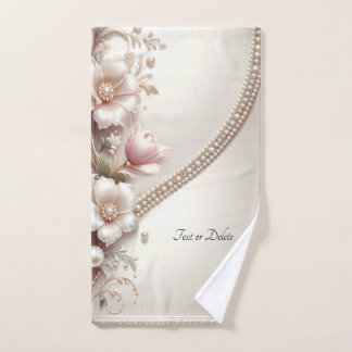 Juego de toallas con adornos florales y perlas