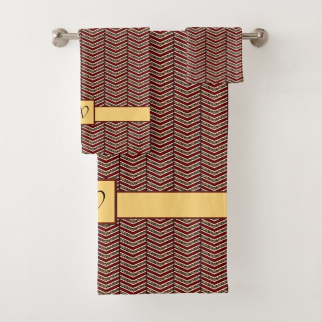Juego de toallas con estampado de chevron y leopar (In situ)