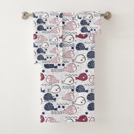 Juego de toallas con estampado de pececitos lindos