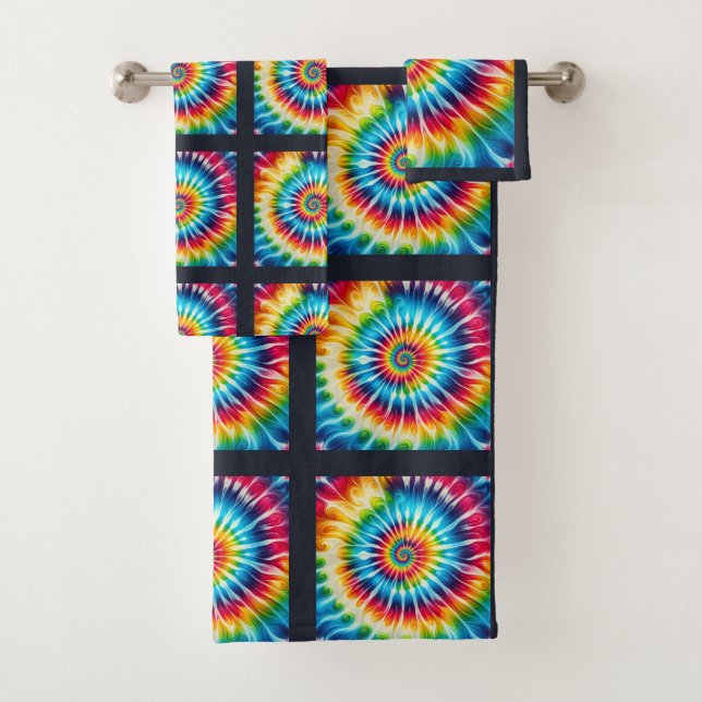 Juego de toallas con estampado de teñido psicodéli (In situ)
