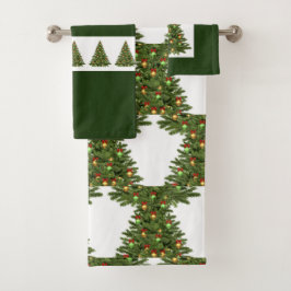 Juego de toallas de árbol de Navidad verde y blanc