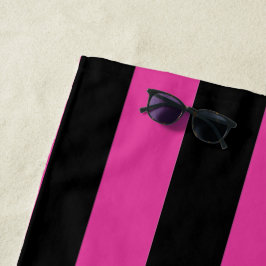 Juego de toallas de baño a rayas rosadas y negras