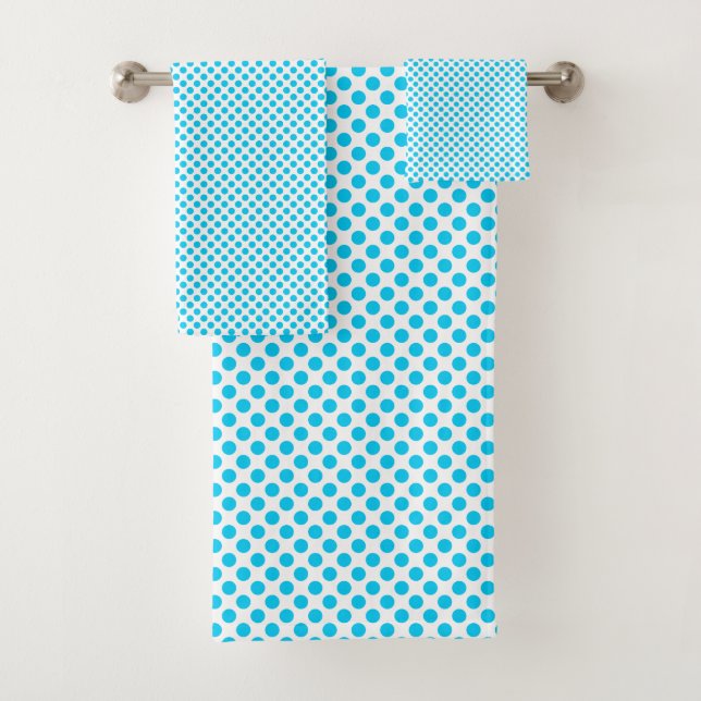 Juego de toallas de baño Acqua Blue Polka Dot (In situ)