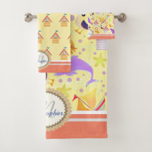 Juego de toallas de baño amarillo Fun Beach