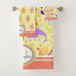 Juego de toallas de baño amarillo Fun Beach