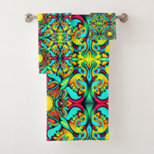 Juego de toallas de baño amarillo y azul