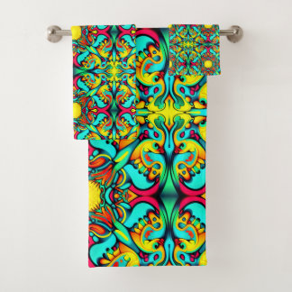 Juego de toallas de baño amarillo y azul