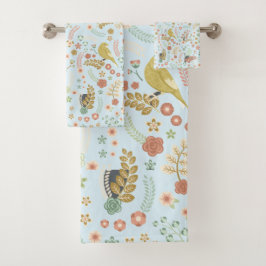 Juego de toallas de baño azul Shabby Birds & Branc