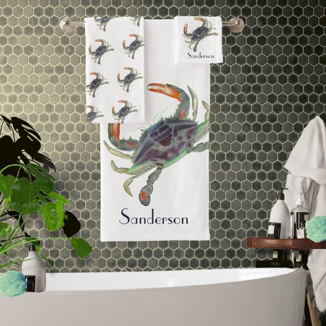 Juego de toallas de baño azul y verde cangrejos ná (Subido por el creador)