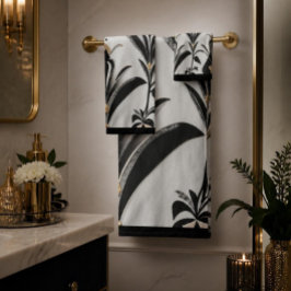 Juego de toallas de baño Black & Ivory Art Deco Fl