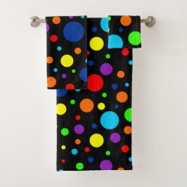 Juego de toallas de baño Black Rainbow Spots Bath