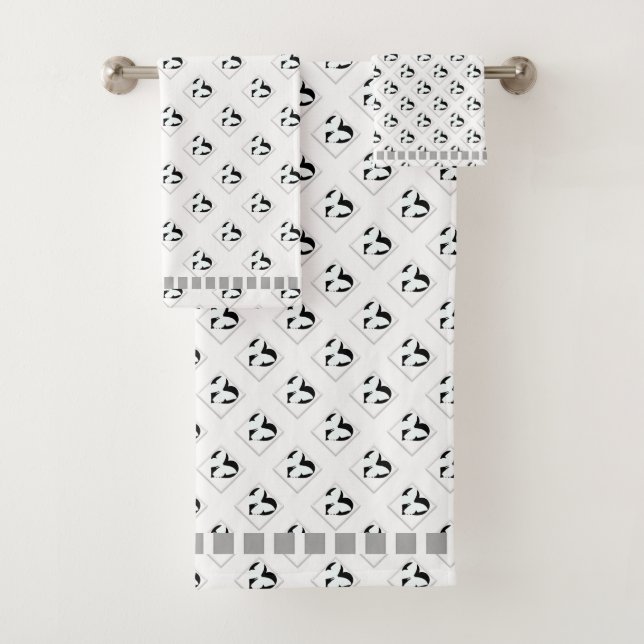 Juego de toallas de baño blancas con recorte de co (In situ)