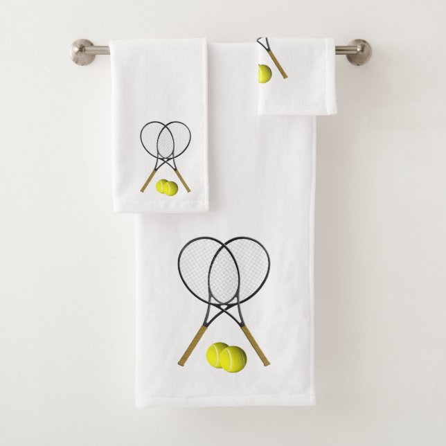 Juego de toallas de baño blancas dobles de tenis (In situ)