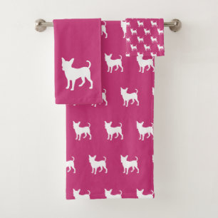 Juego de toallas de baño color Chihuahua rosa bri