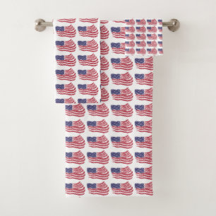 Juego de toallas de baño con diseño de bandera roj