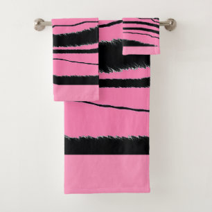 Juego de toallas de baño con estampado animal negr