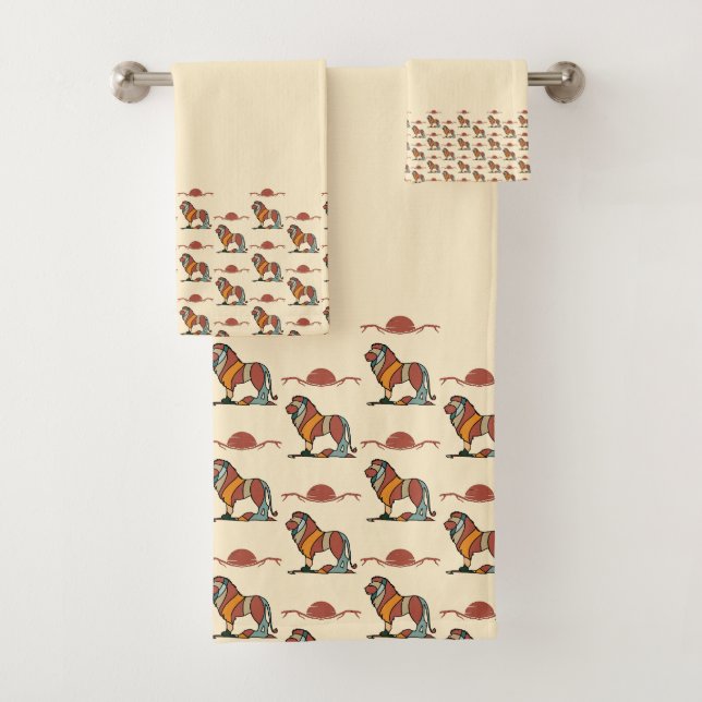 Juego de toallas de baño con estampado de león | D (In situ)
