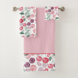 Juego de toallas de baño con estilo de cerezo rojo